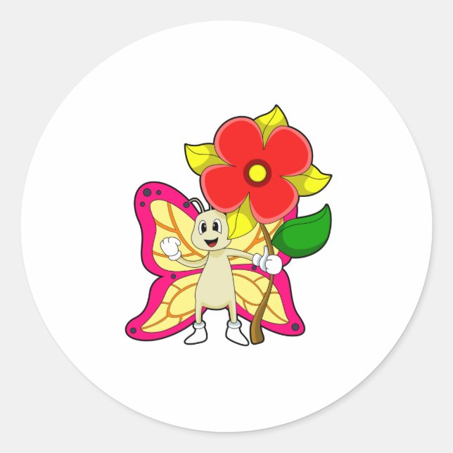 Sticker Rond Papillon à fleurs (Devant)