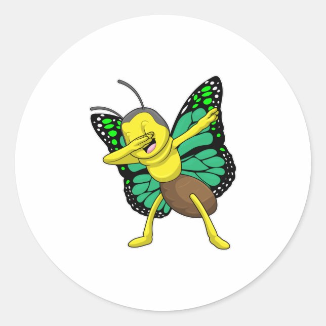 Sticker Rond Papillon à l'Hip hop Dance Dab (Devant)