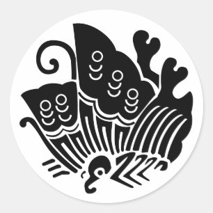 Sticker Rond Papillon à queue blanche de la famille japonaise