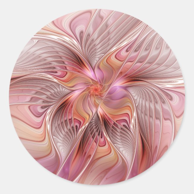 Sticker Rond Papillon abstrait couleur fantaisie art fractal (Devant)