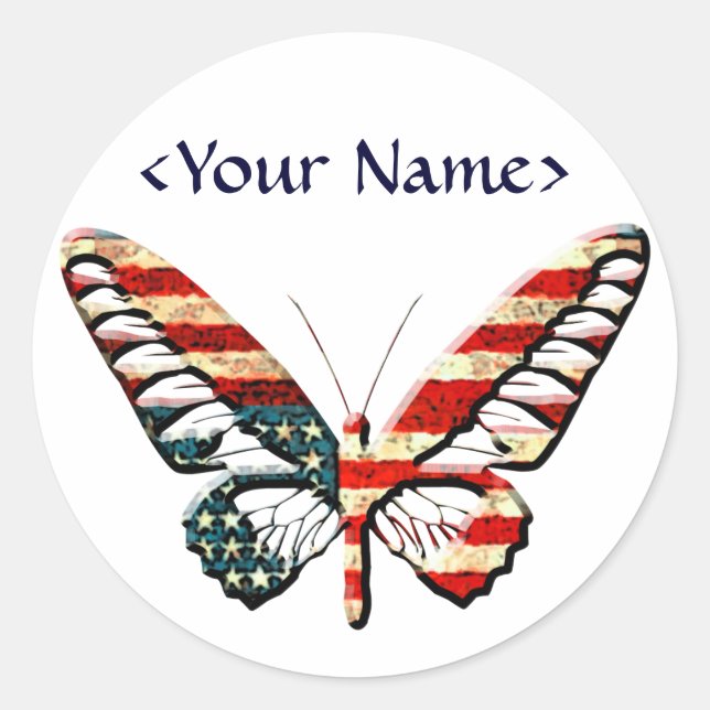 Sticker Rond Papillon américain (Devant)