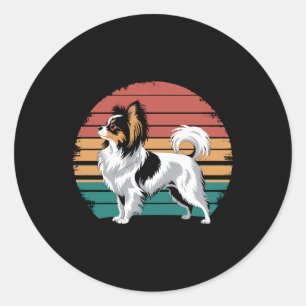 Sticker Rond Papillon Animal Rétro Vintage Amateur de Chien Pap