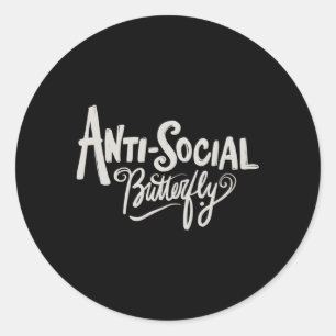 Sticker Rond Papillon anti-social