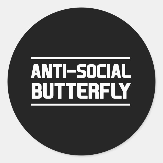 Sticker Rond Papillon anti-social (Devant)