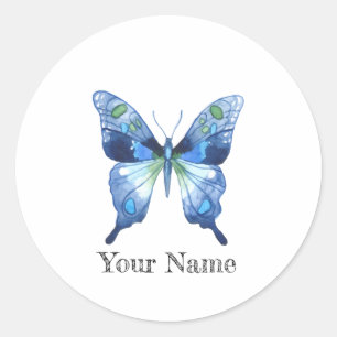 Sticker Rond Papillon aquarelle
