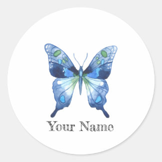 Sticker Rond Papillon aquarelle