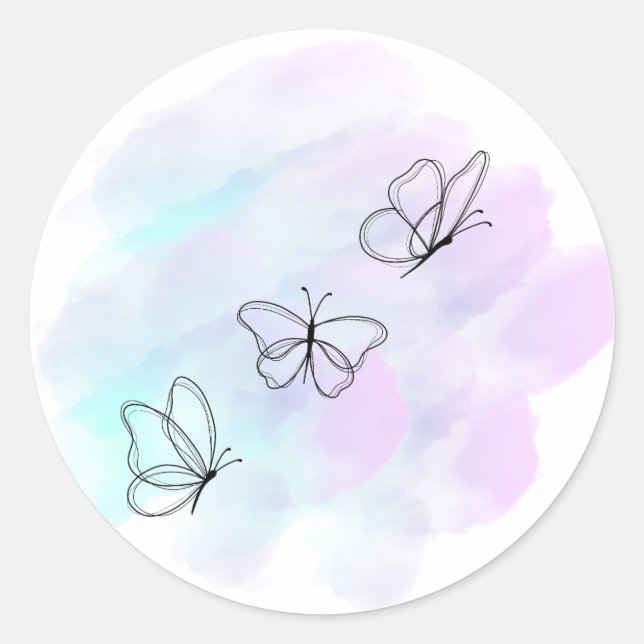 Sticker Rond Papillon aquarelle (Devant)