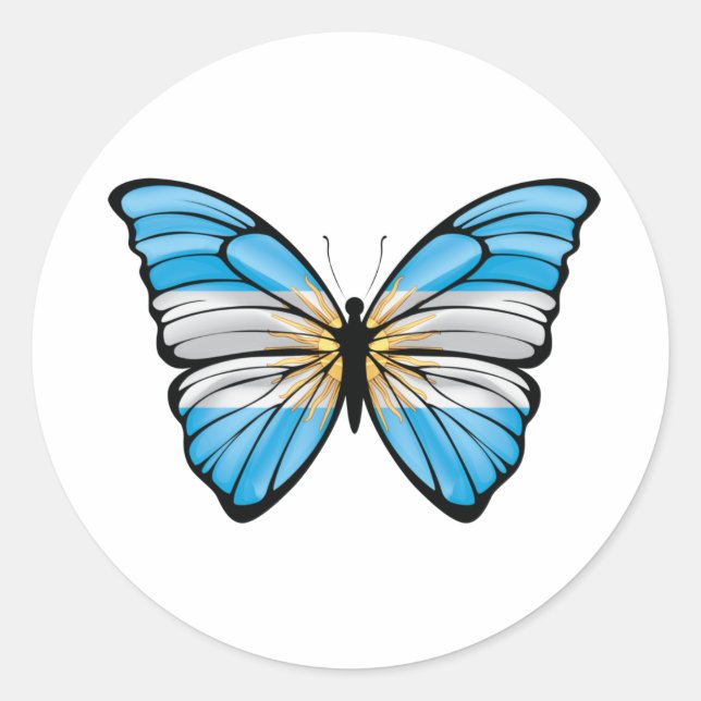 Sticker Rond Papillon argentin Hypolimnas (Devant)