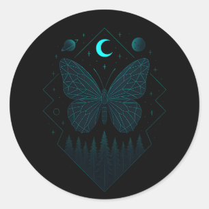Sticker Rond Papillon Astral - Beauté Cosmique