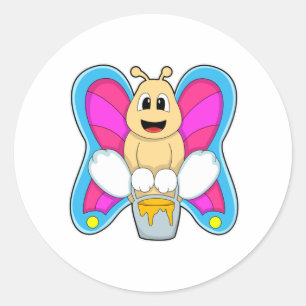 Sticker Rond Papillon au miel