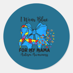 Sticker Rond Papillon autisme noeud papillon je porte du bleu p