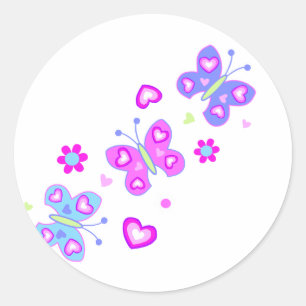 Sticker Rond papillon avec des coeurs