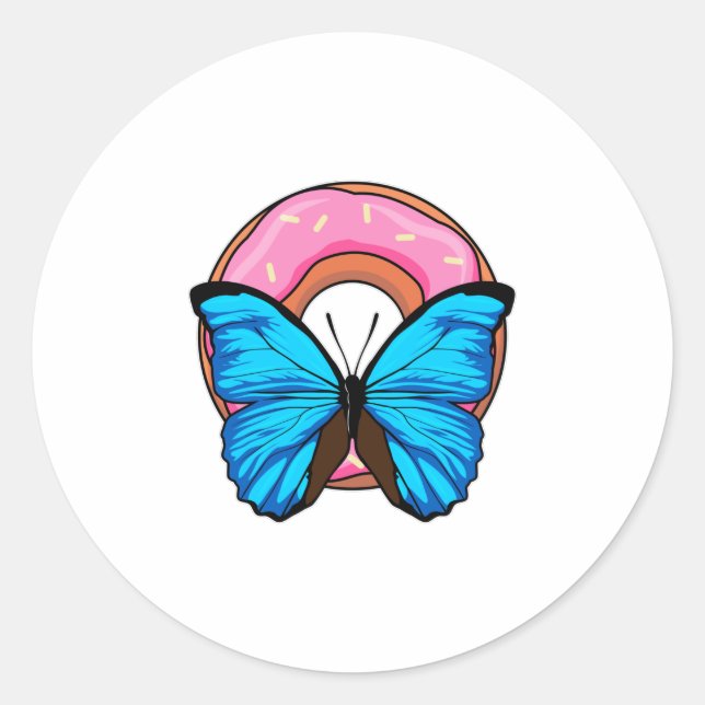 Sticker Rond Papillon avec Donut (Devant)