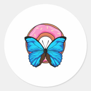 Sticker Rond Papillon avec Donut