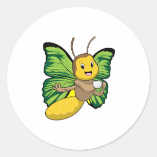 Sticker Rond Papillon avec la coupe de café