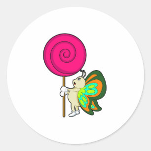 Sticker Rond Papillon avec Lollipop