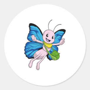 Sticker Rond Papillon avec sac à main