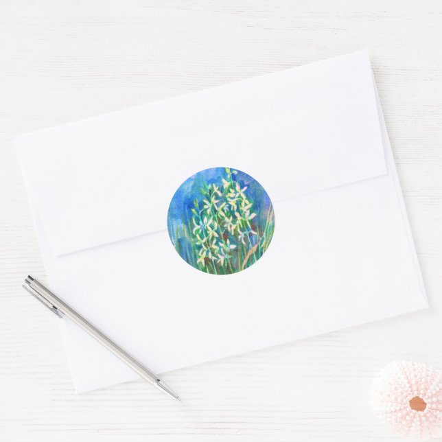 Sticker Rond papillon blanc orchidée (Enveloppe)