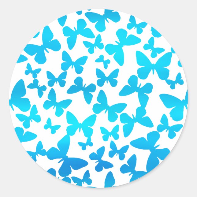 Sticker Rond Papillon (bleu) (Devant)