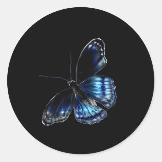 Sticker Rond Papillon bleu