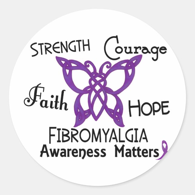 Sticker Rond Papillon celtique Fibromyalgie 3 (Devant)