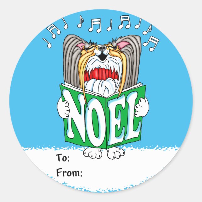 Sticker Rond Papillon Christmas Caroler Tri (Devant)