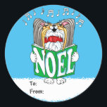 Sticker Rond Papillon Christmas Caroler Tri<br><div class="desc">Papillon Christmas Caroler Tri</div>