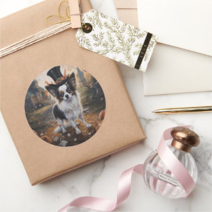 Sticker Rond Papillon Citrouille Halloween effroi