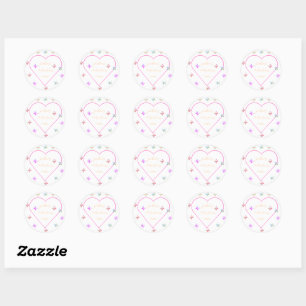 Sticker Rond Papillon cœur rose pour la baby shower d'une fille