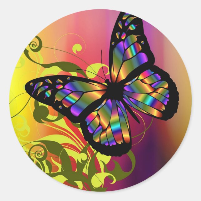 Sticker Rond Papillon coloré (Devant)
