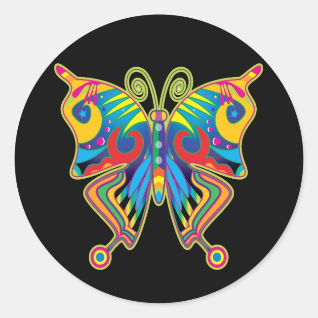 Sticker Rond Papillon coloré (Devant)