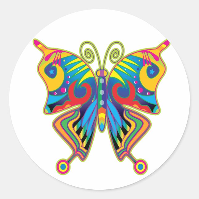 Sticker Rond Papillon coloré (Devant)