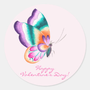 Sticker Rond Papillon coloré Saint Valentin