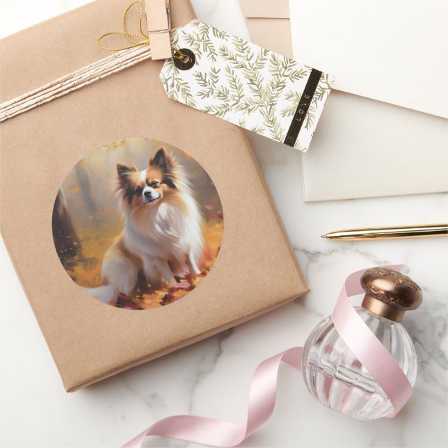Sticker Rond Papillon dans les feuilles d'automne tombent inspi (Cadeaux)