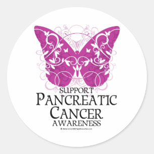 Sticker Rond Papillon de Cancer pancréatique