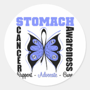 Sticker Rond Papillon de conscience de cancer de l'estomac