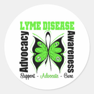 Sticker Rond Papillon de conscience de la maladie de Lyme