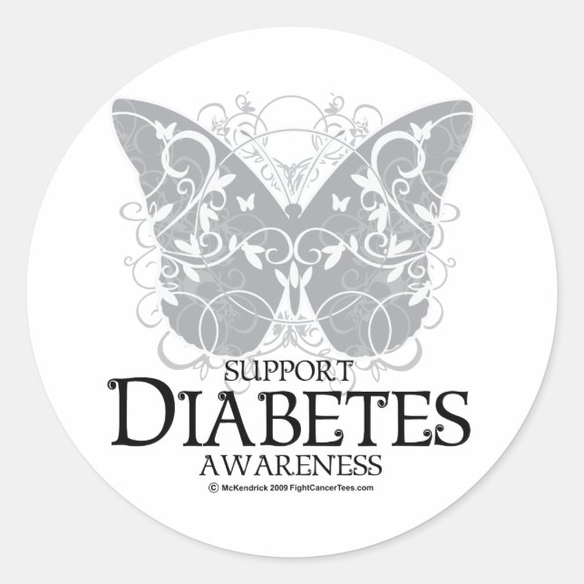 Sticker Rond Papillon de diabète (Devant)