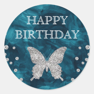 Sticker Rond Papillon de fête d'anniversaire en acrylique sarce
