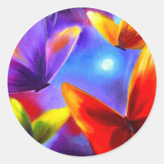 Sticker Rond Papillon de la parade peinture - Multi