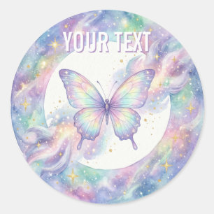 Sticker Rond Papillon de Lune Iridescent