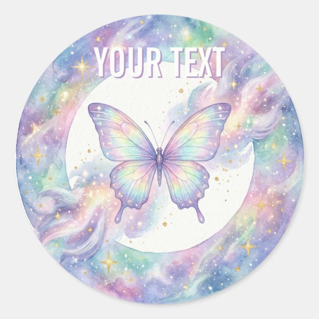 Sticker Rond Papillon de Lune Iridescent (Devant)