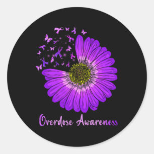 Sticker Rond Papillon de marguerite violet sensibilisation à la