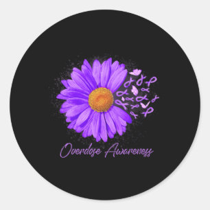 Sticker Rond Papillon de marguerite violet sensibilisation à la