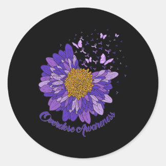 Sticker Rond Papillon de marguerite violet sensibilisation à la