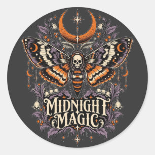 Sticker Rond Papillon de mort de magie de minuit