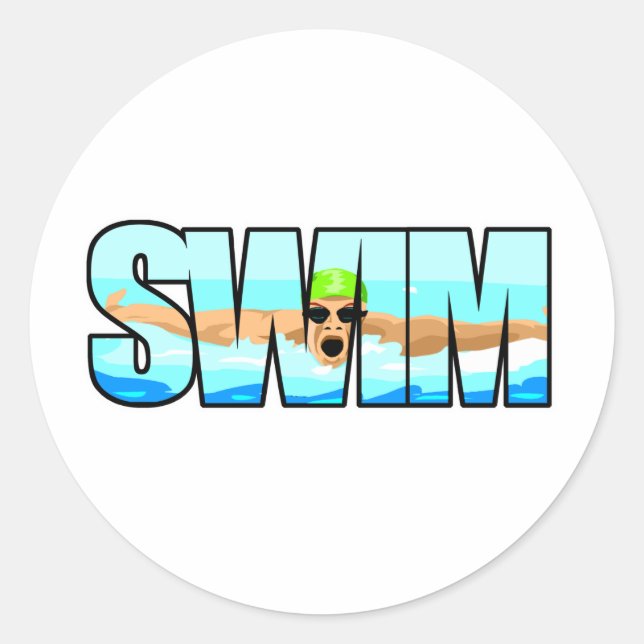 Sticker Rond Papillon de natation (Devant)