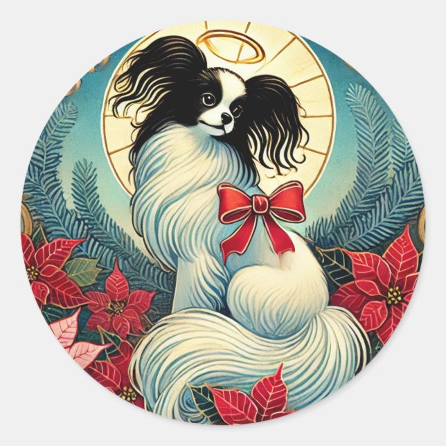 Sticker Rond Papillon de Noël (Devant)