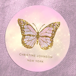 Sticker Rond papillon de parties scintillant simulé
