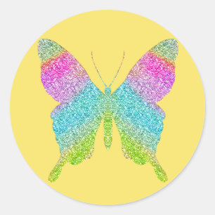 Sticker Rond Papillon de parties scintillantes - choisissez